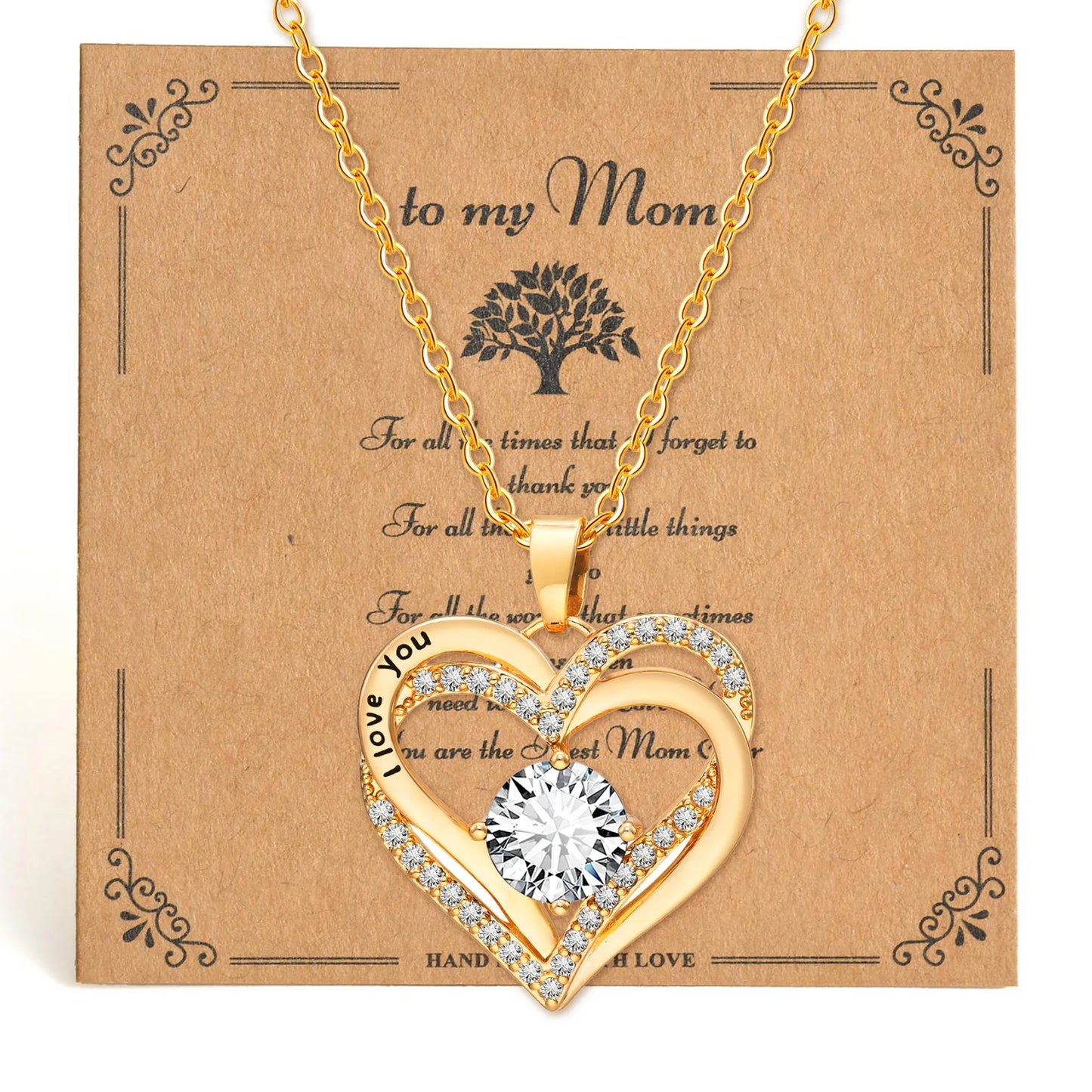 Heart for Birthstone heart I Love You necklace
