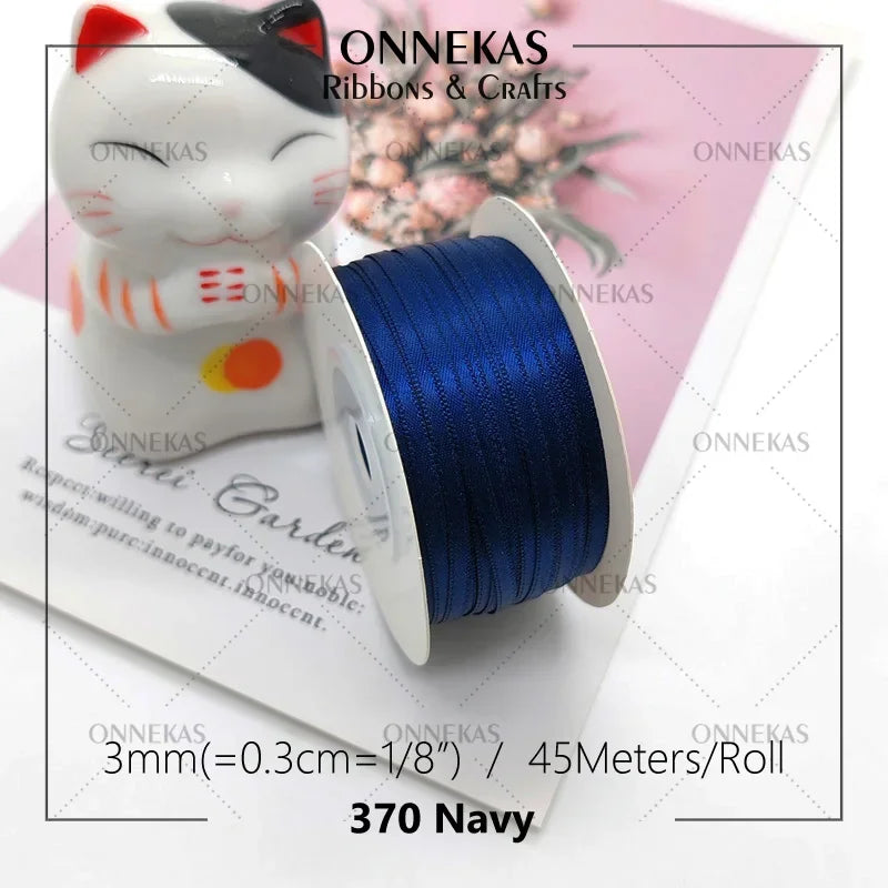 Satin ribbon 100% polyester (45M) 3mm