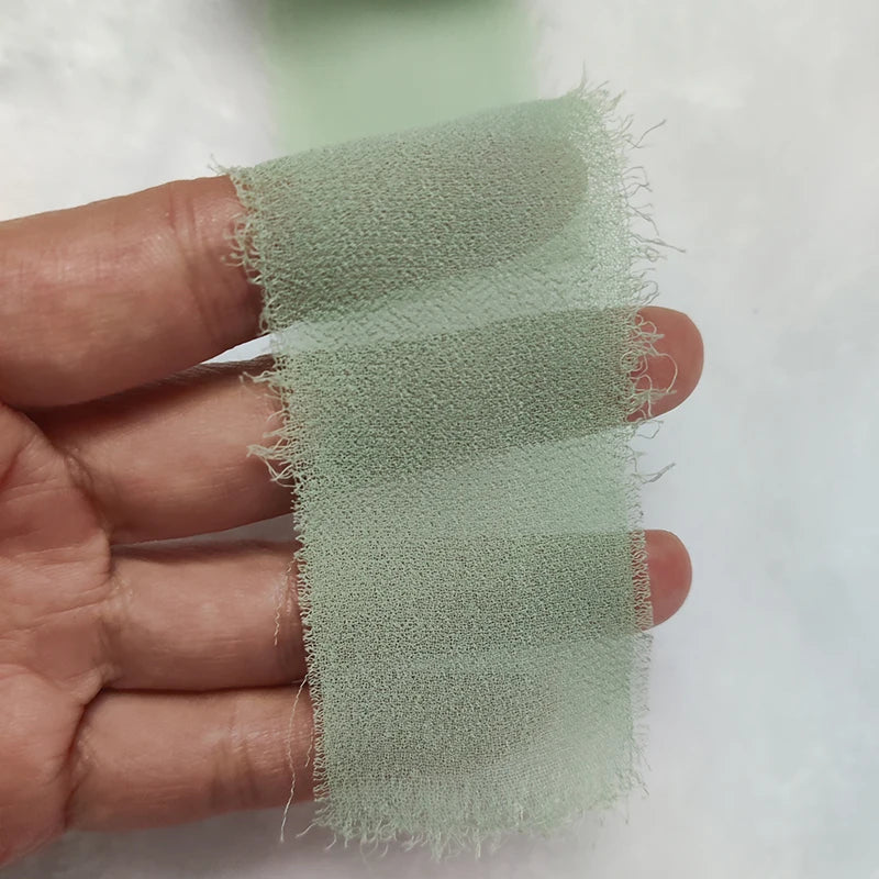 3 Rolls Handmade fringe chiffon silk ribbon