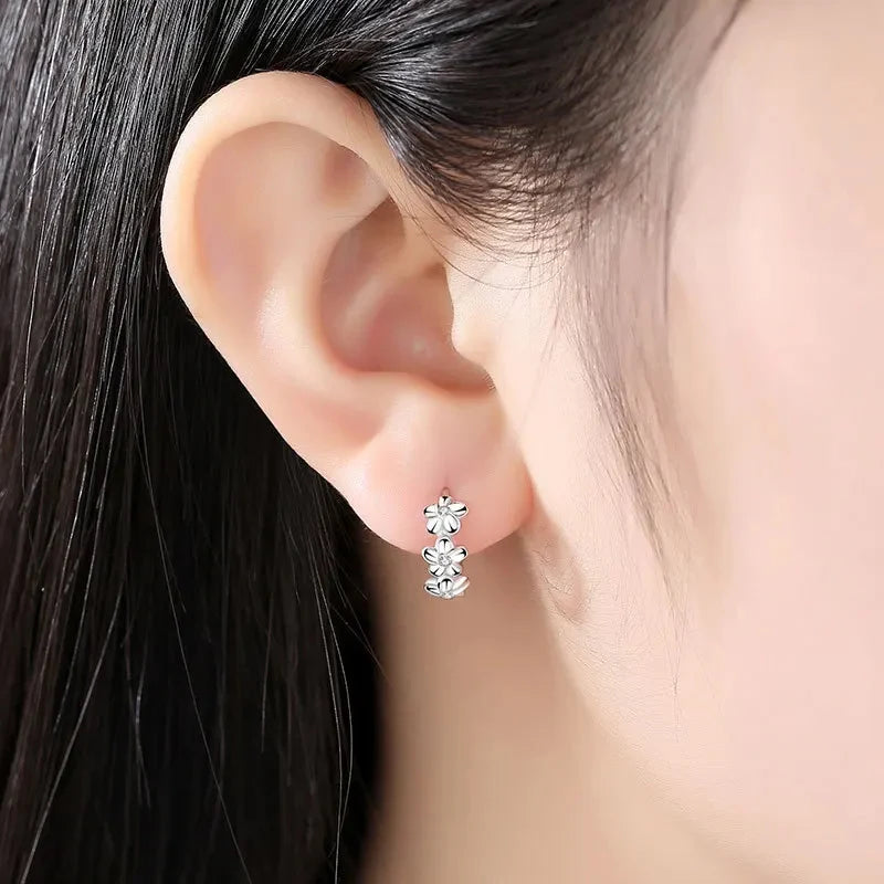 Flower stud 925 sterling silver earrings