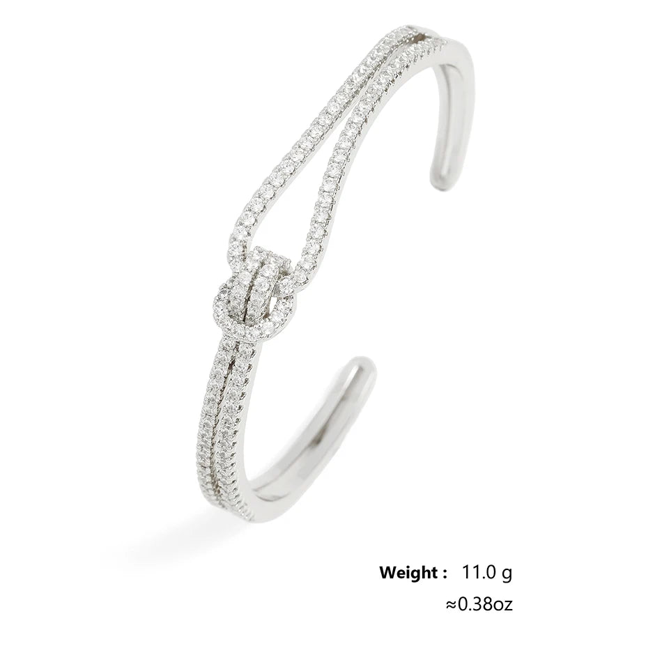 Knotted cubic Zirconia open Bracelets