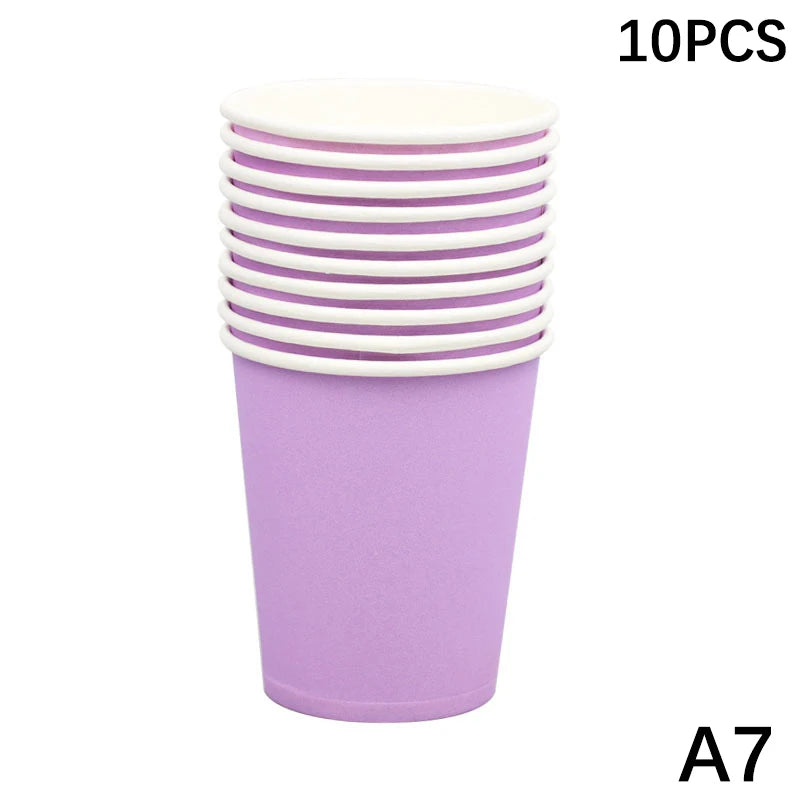 10PCS 9oz Solid Color Disposable Paper Cups