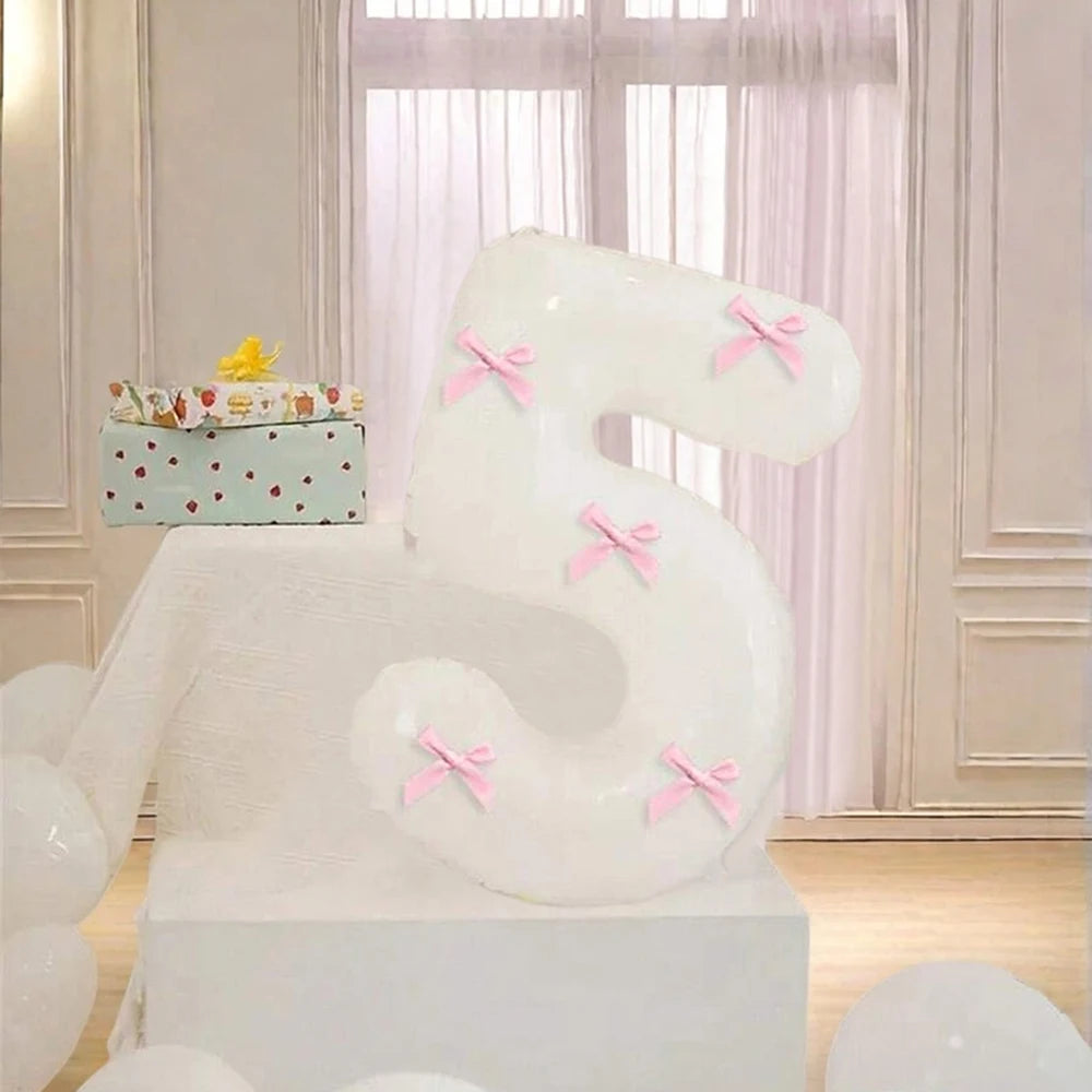 Pink Bow balloons number