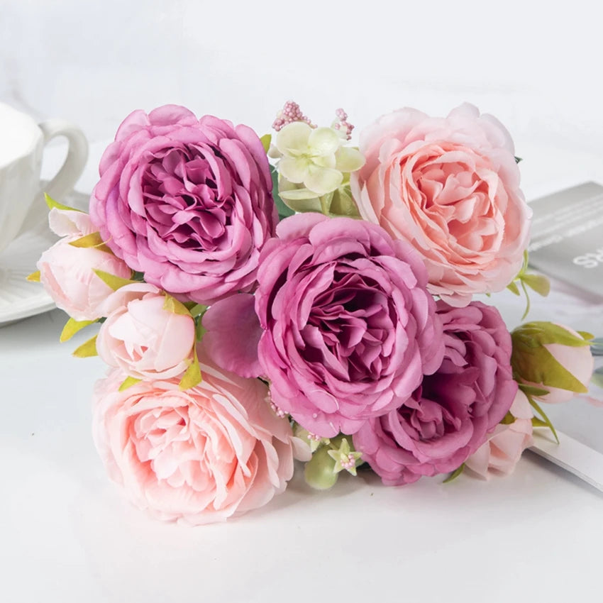 Artificial flowers fake white Peonies bouquet