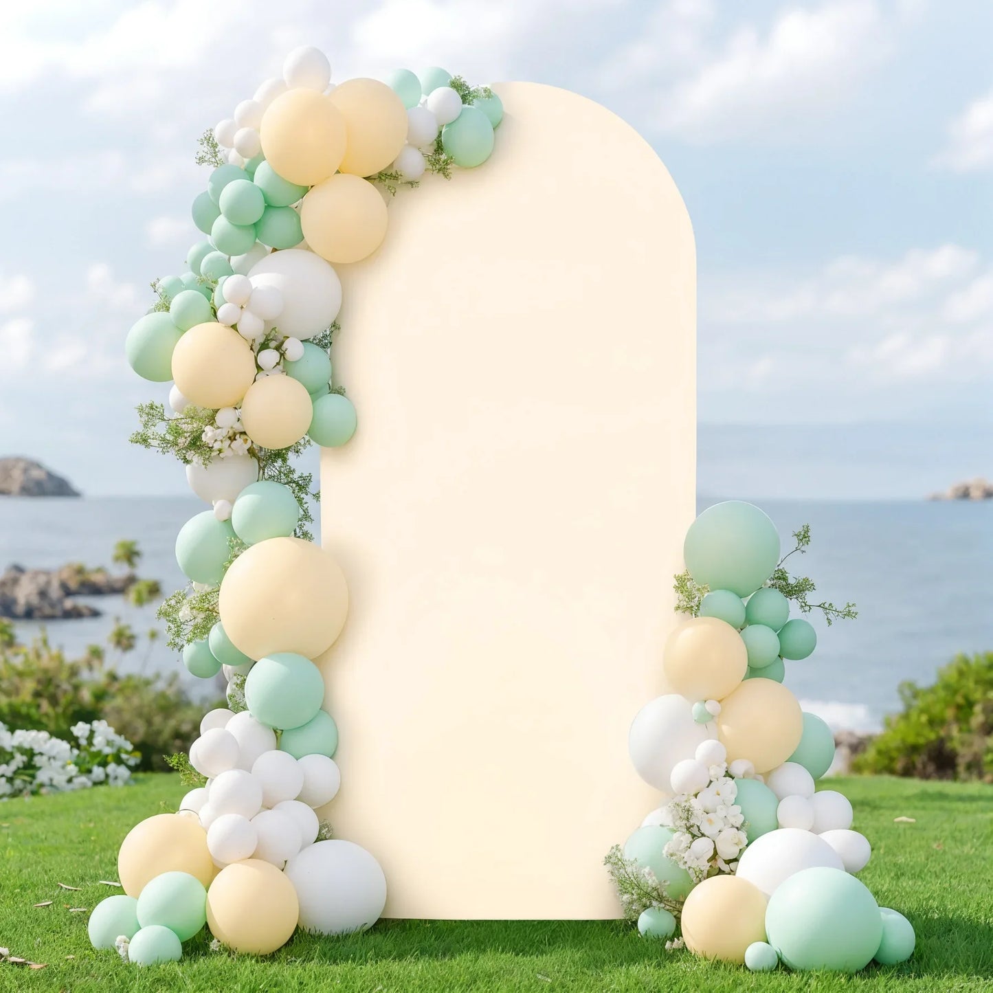 Double sided arch backdrop cover sage