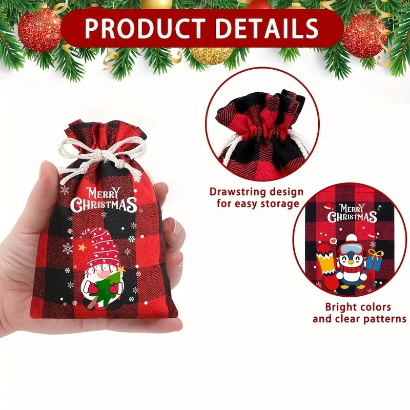 12/24pcs Xmas Burlap Gift Bags