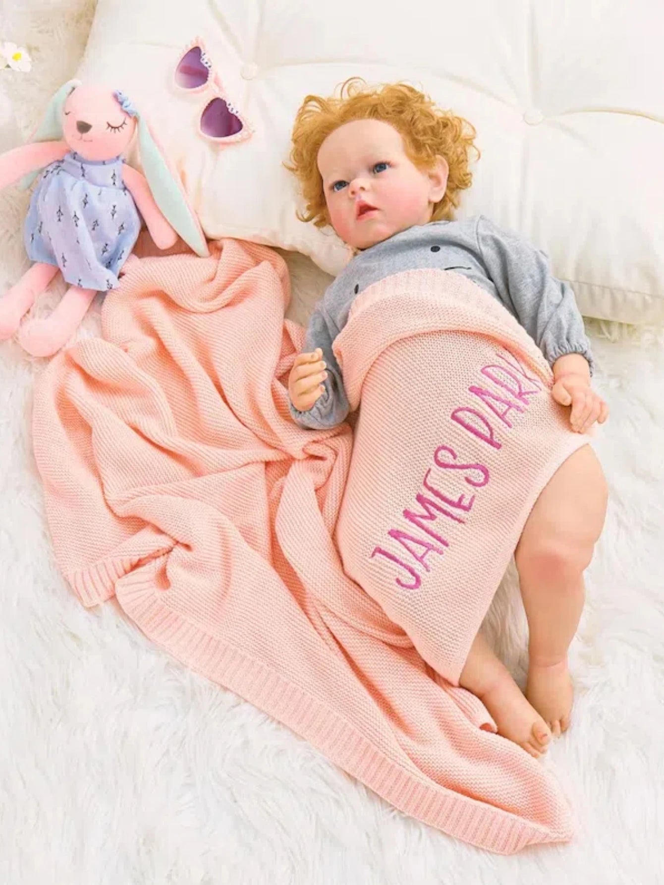 Personalized name letter embroidered cotoon Blanket