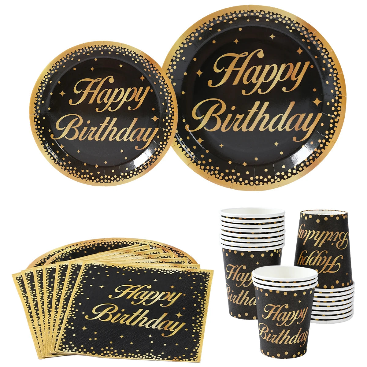 Black Gold Birhtday TableCloth