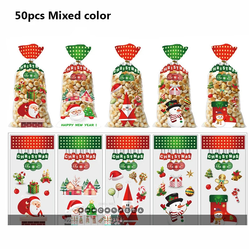 50pcs Christmas Candy Bags
