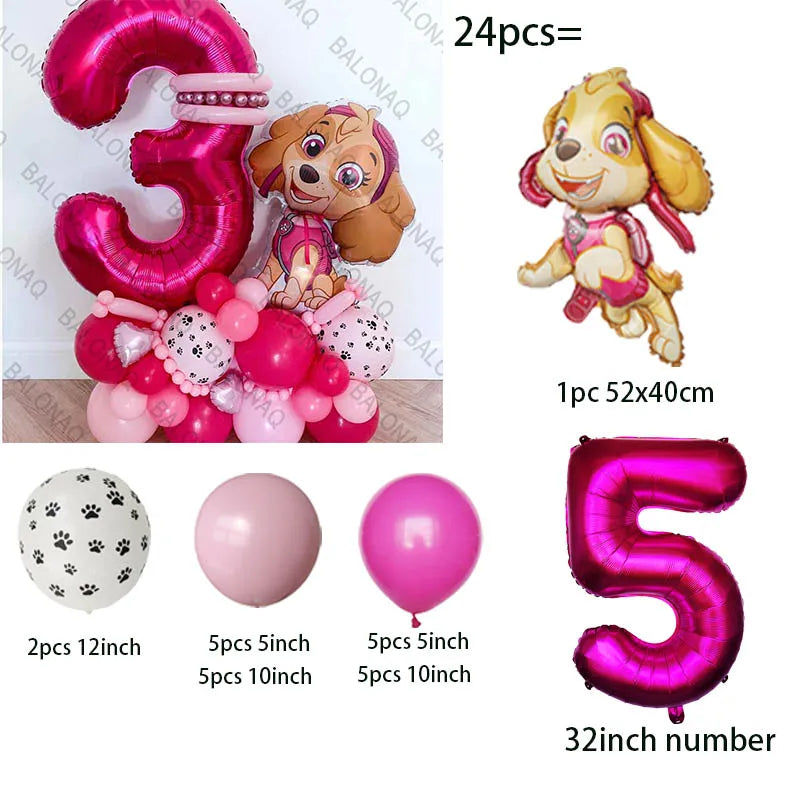 Pink PAW Patrol Balloon Number 24pcs