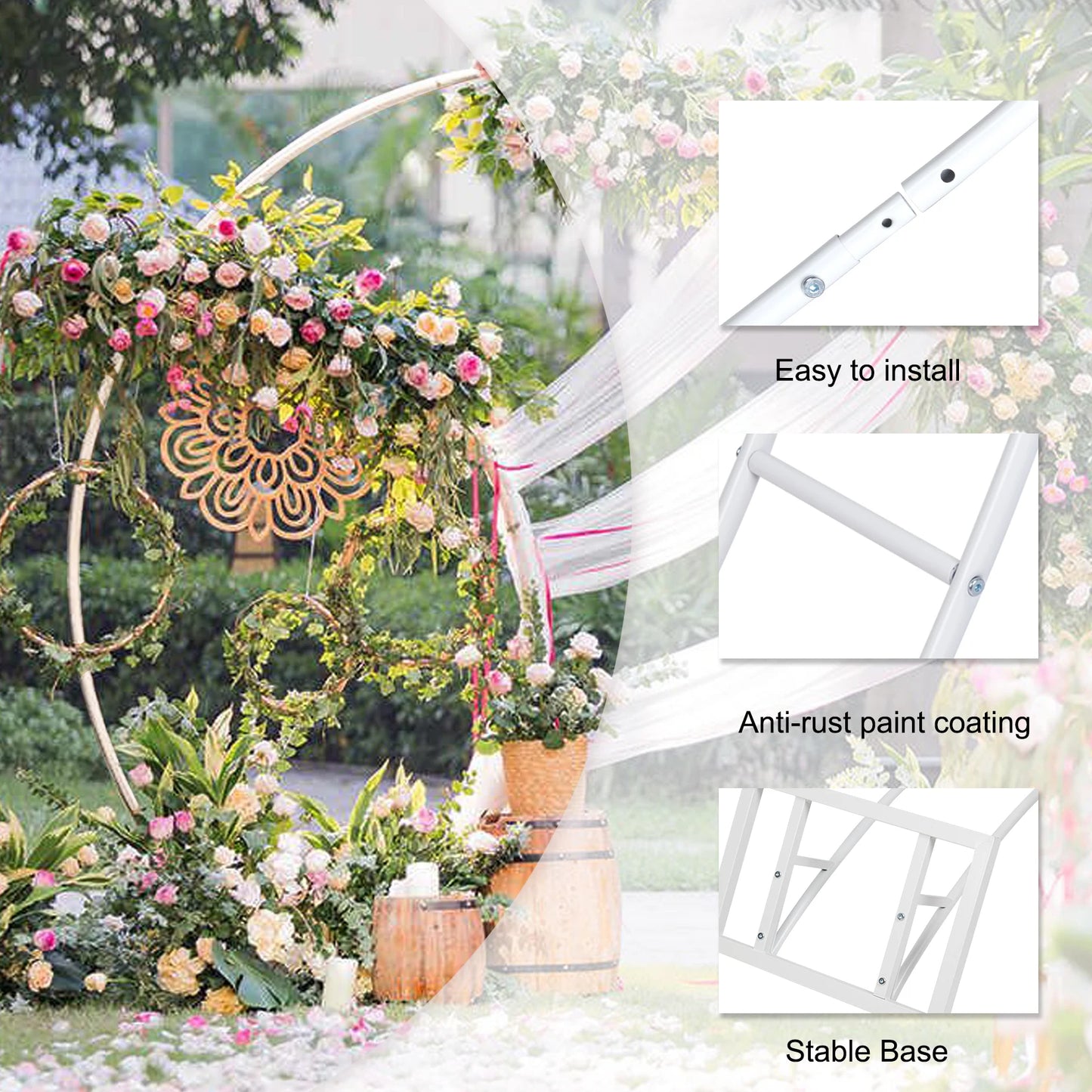 Large dubbel round metal backdrop stand archway