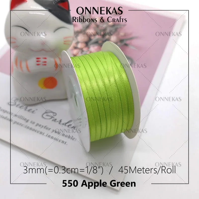 Satin ribbon 100% polyester (45M) 3mm