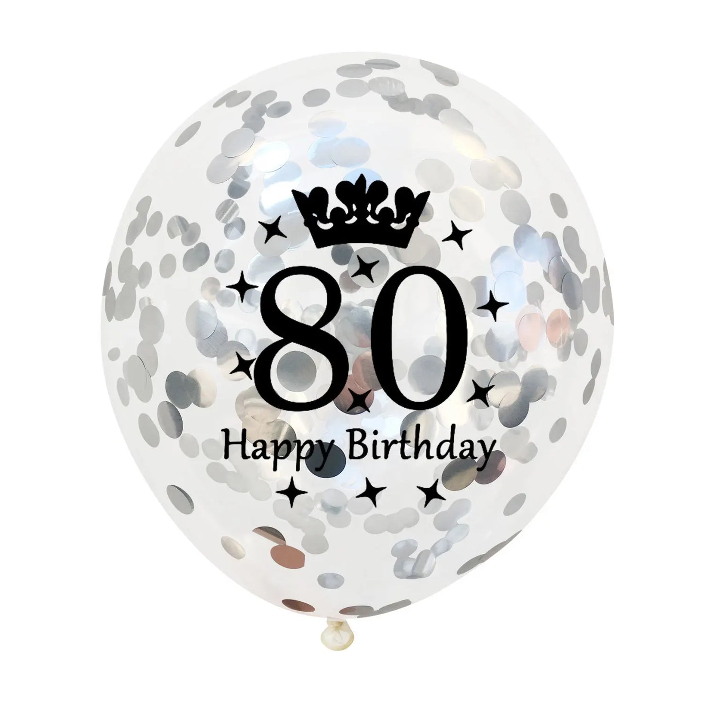 12in Crown Number Confetti Balloons