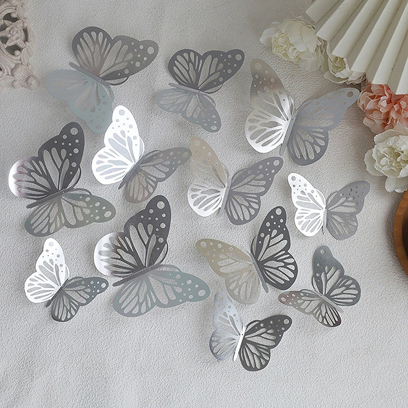 Rose gold foldable Butterfly cake toppers 12pcs