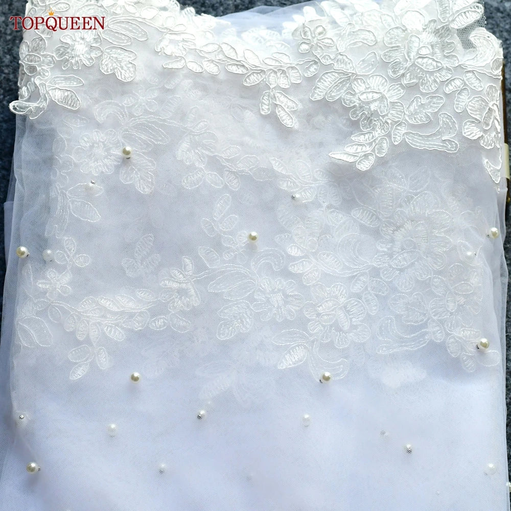 White ivory long veil 1 tier