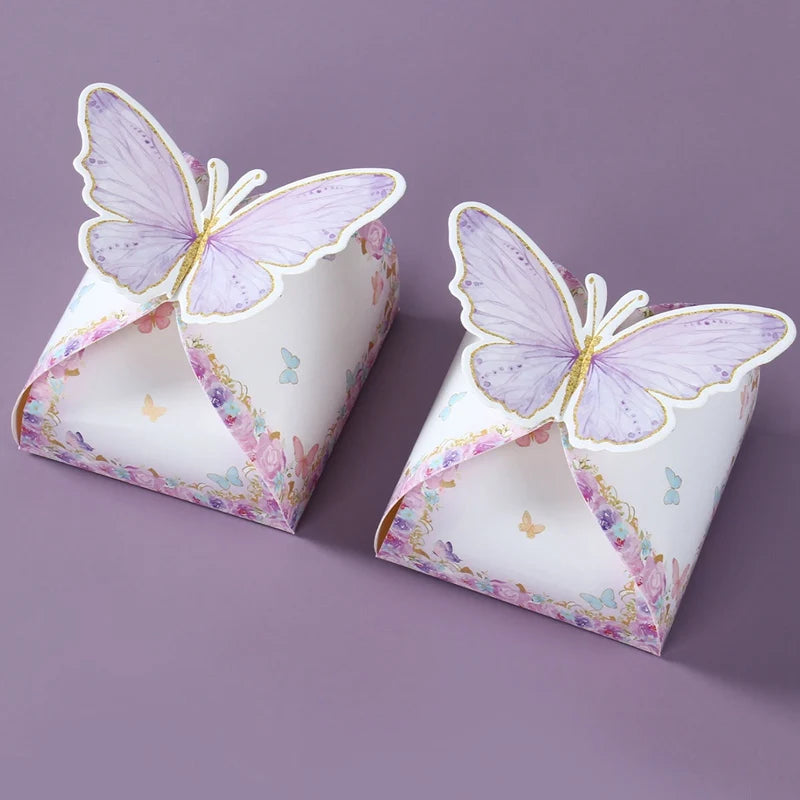 Candy gift box purple pink Butterfly 12pcs