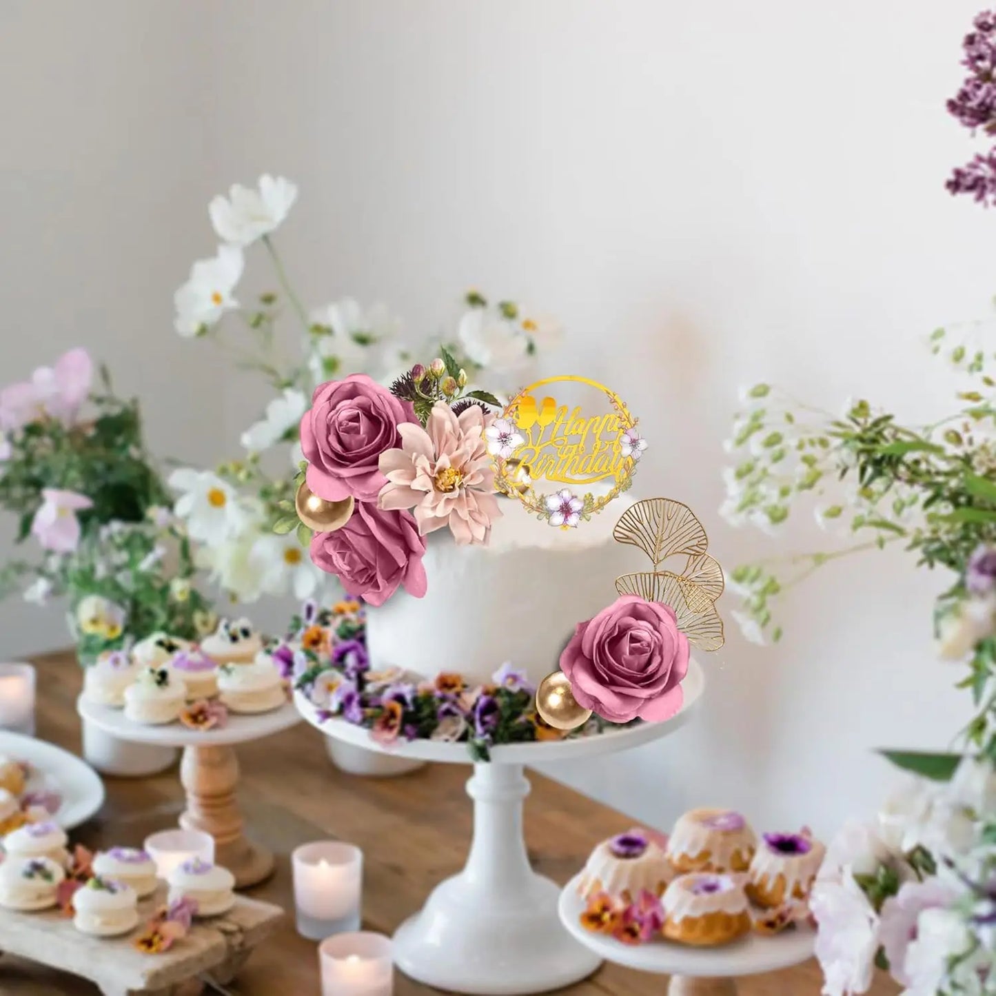 Purple flower cake toppers