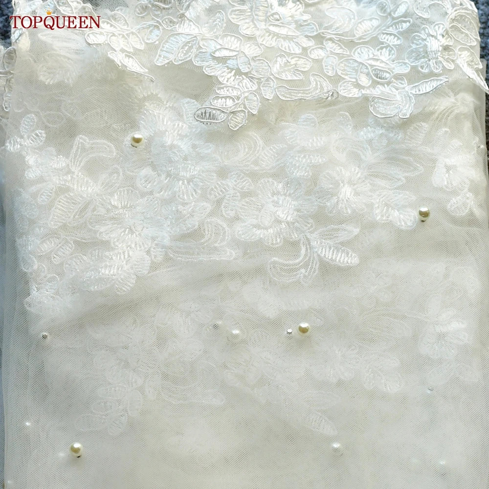 White ivory long veil 1 tier