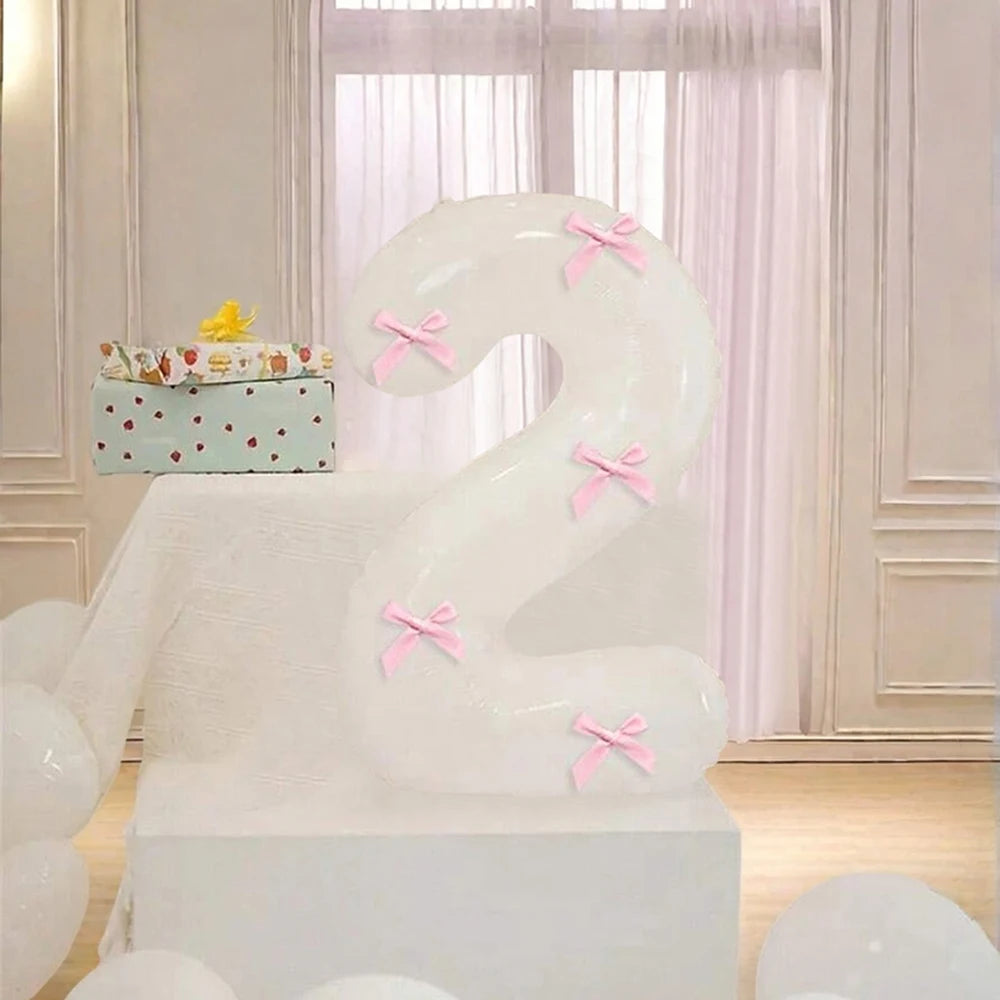 Pink Bow balloons number