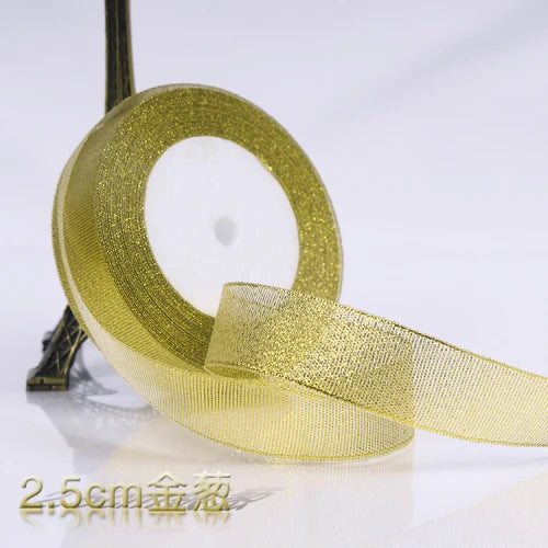 Glitter Satin Ribbon Crafts Organza Ribbons 22meters