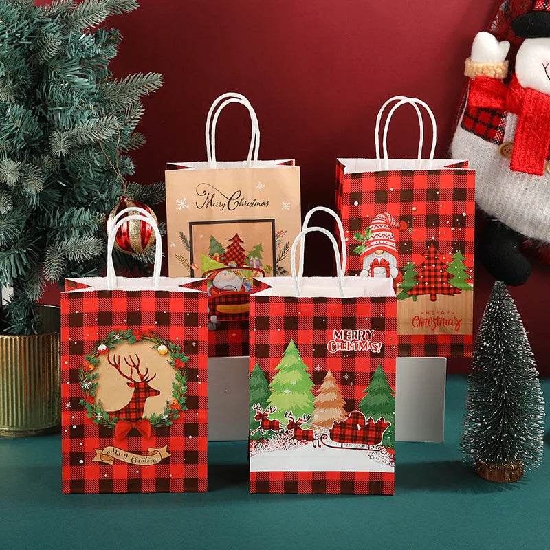 Christmas Kraft Gift Boxes with Handle