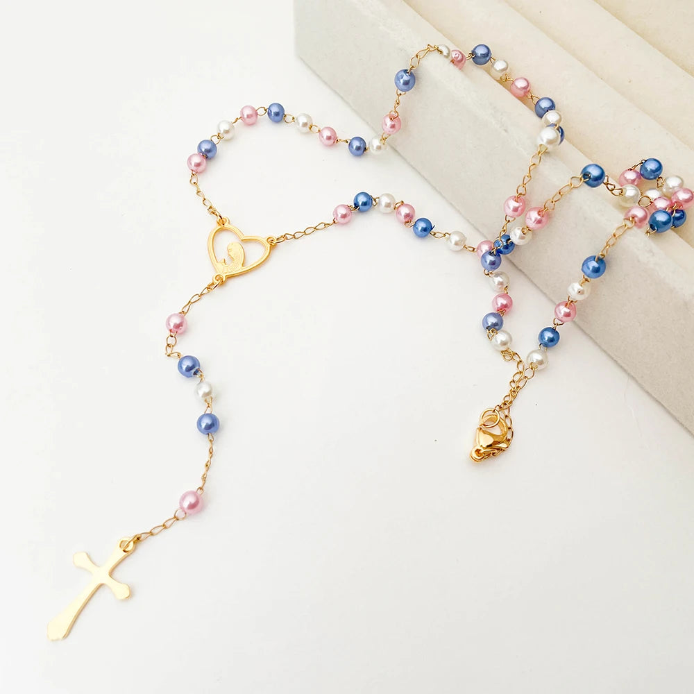 Virgin Mary Cross Rosary Pendant for spiriti pray , necklace