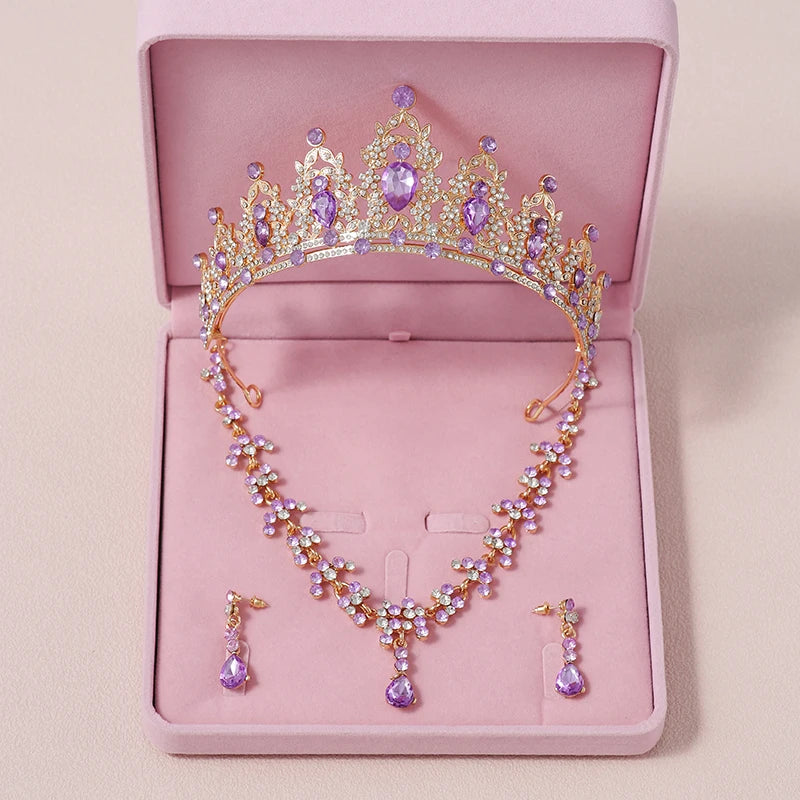 Zitania bridal pink-colour lady crown
