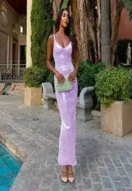Zanna Glitter Backless Maxi Dress