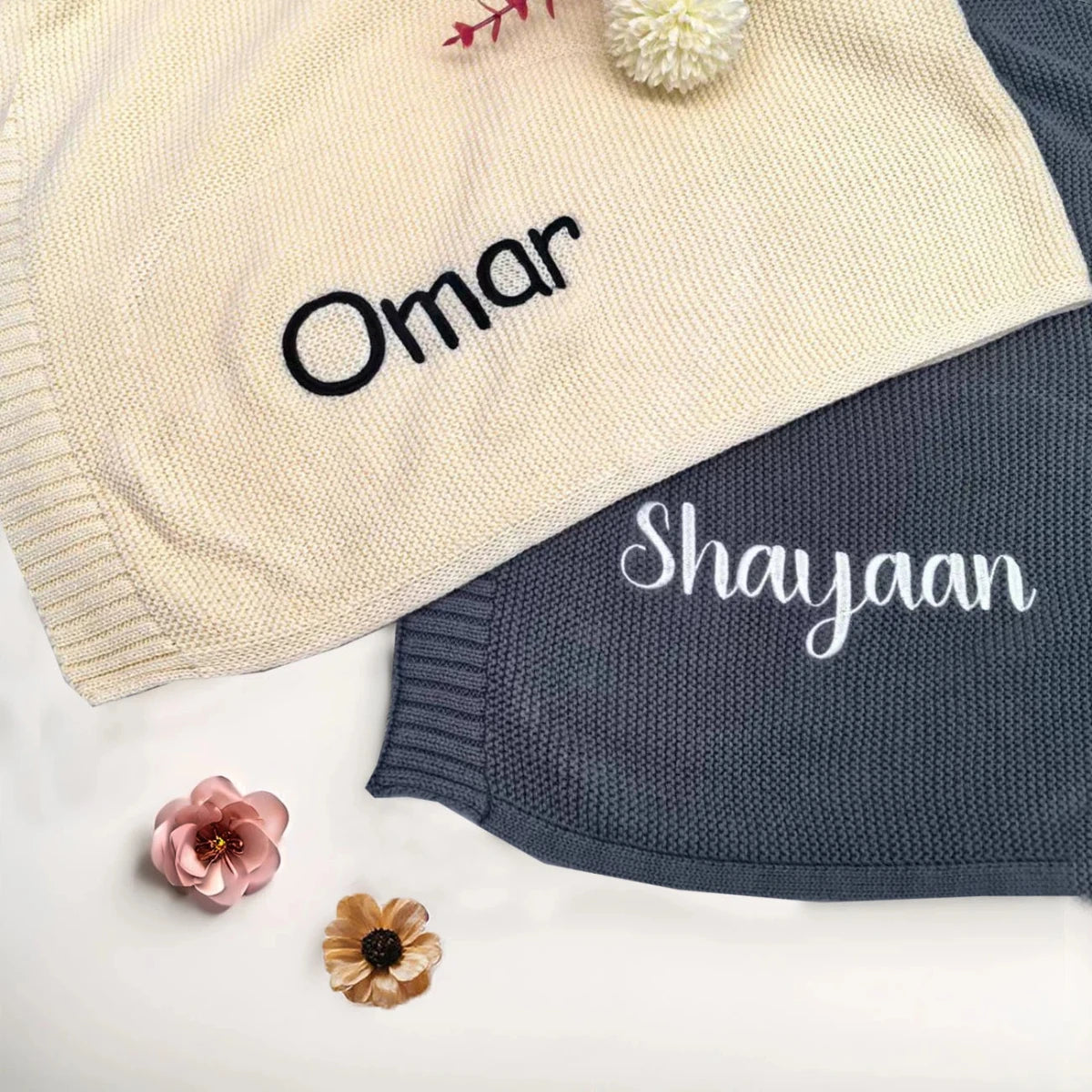 Personalized name baby blanket children chunky