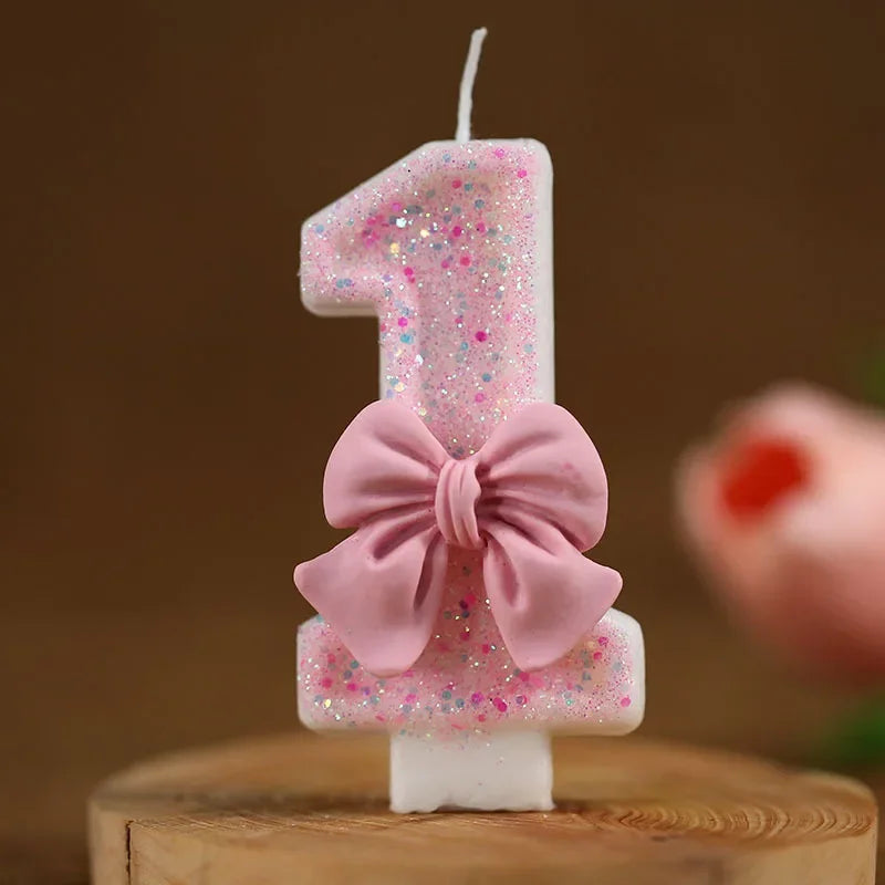 Pink Bow 3D candles