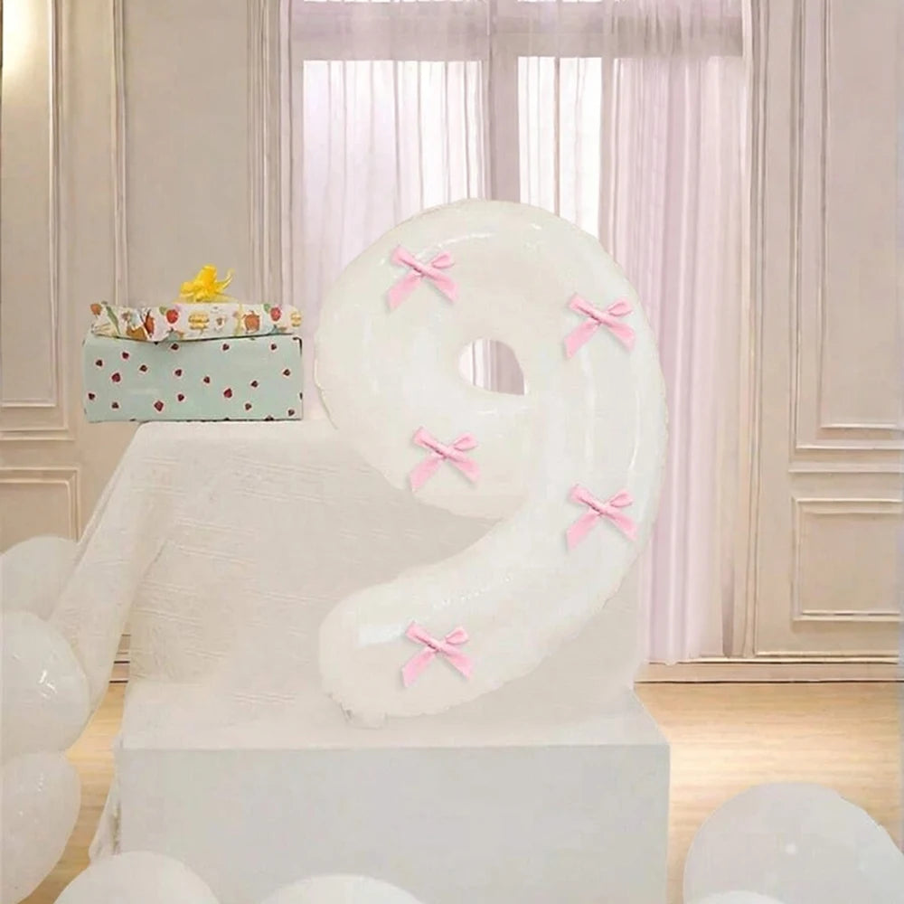 Pink Bow balloons number
