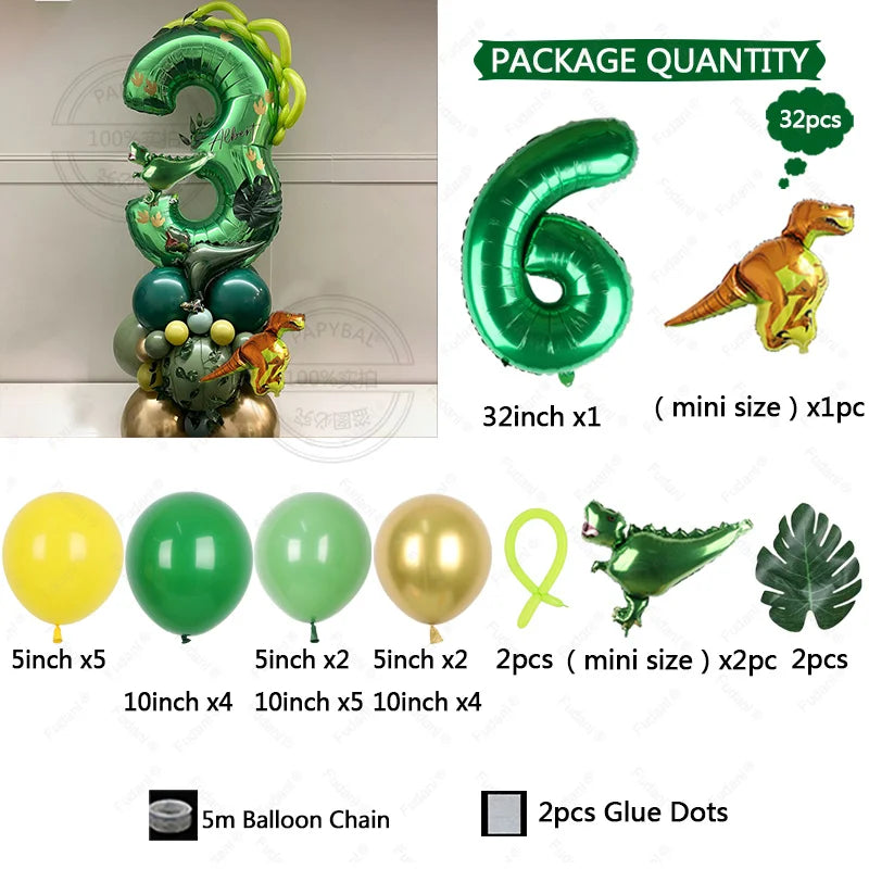 Dinosaur number balloons 32inch