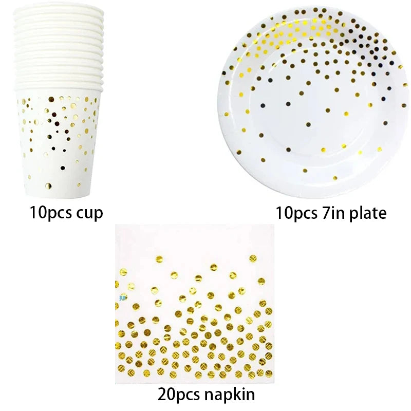 Gold Polka Dot Party Tableware Set