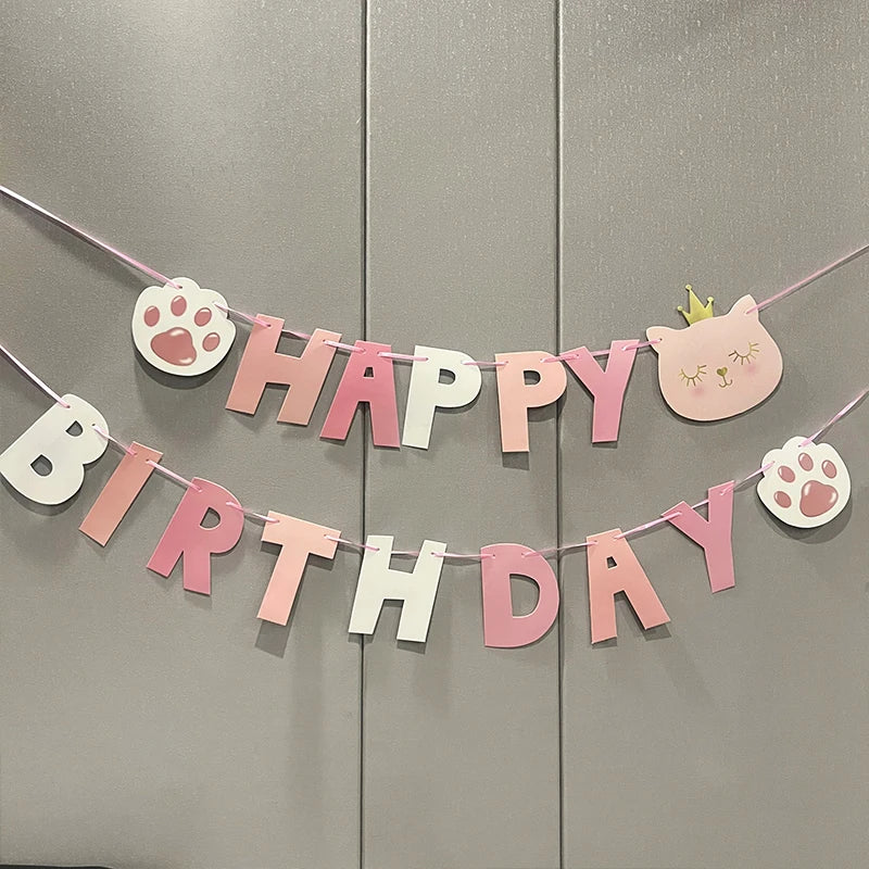 Pink crown cat foil balloon