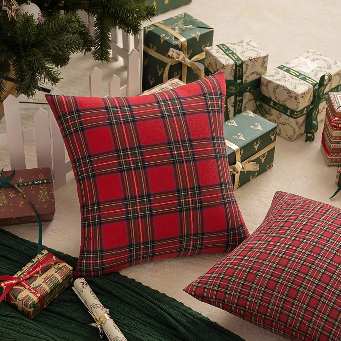 Christmas Plaid Cushion Cover 45×45cm