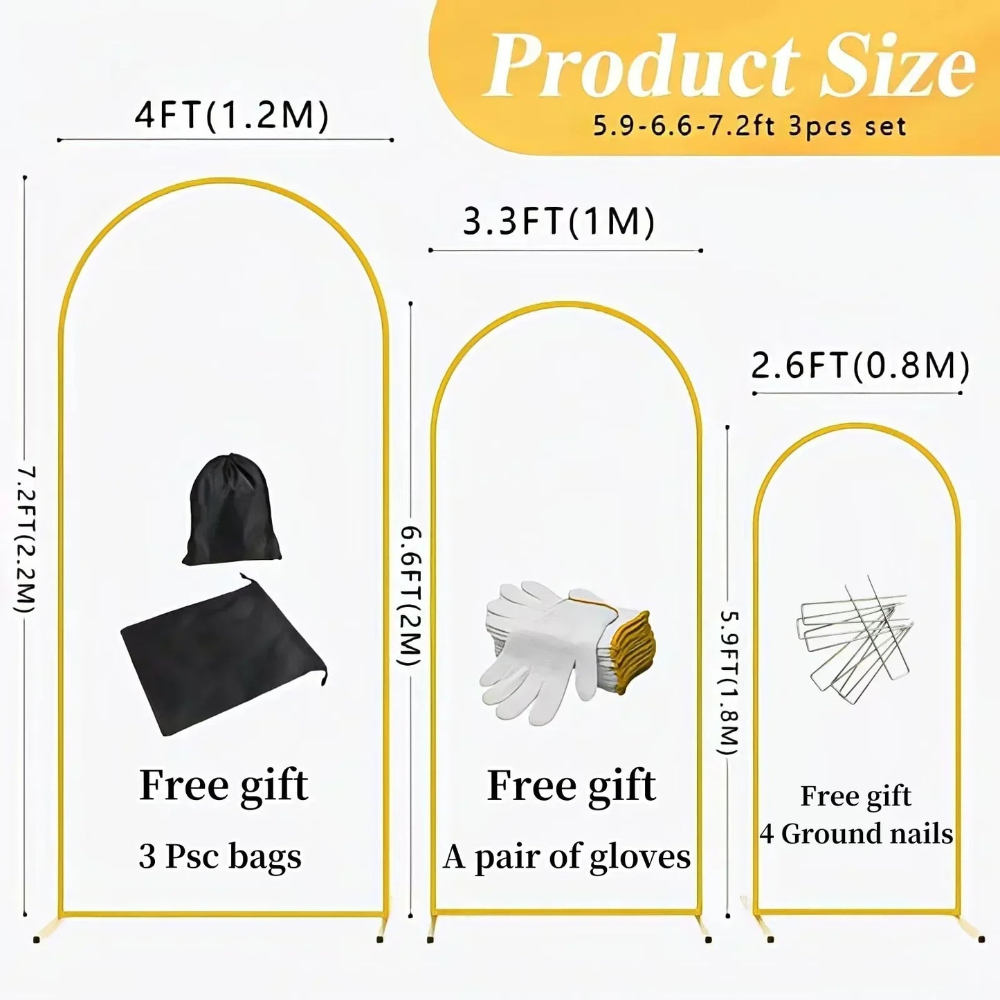 Set of gold Arch backdrop stands, decoration