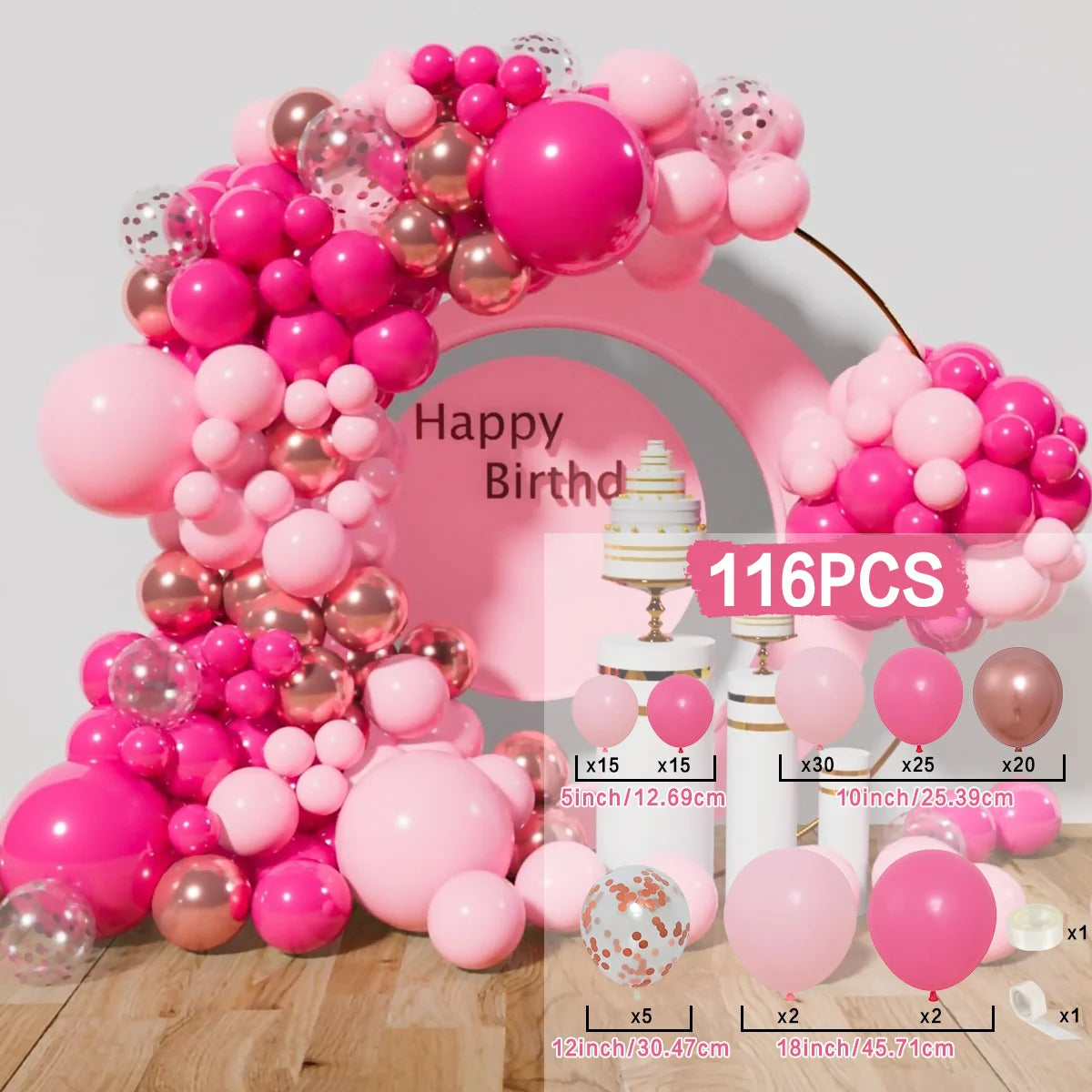 Pink balloon garland arch kit