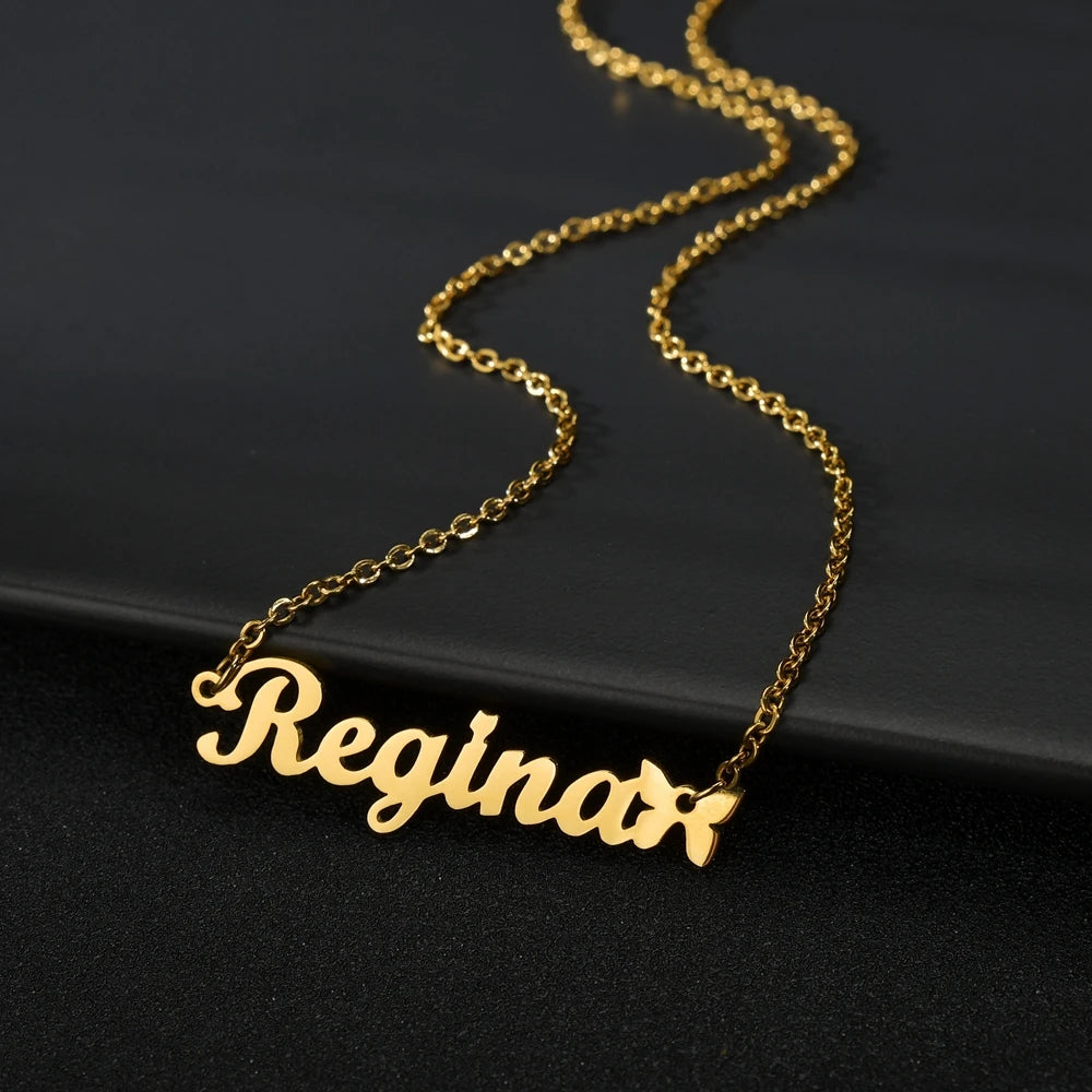 Custom name necklaces personalized heart butterfly