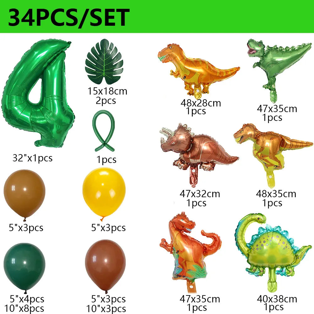 Dinosaur Balloons 34Pcs