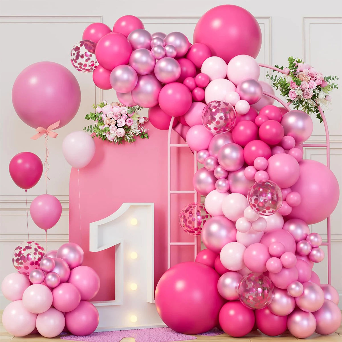 Pink balloon garland arch kit