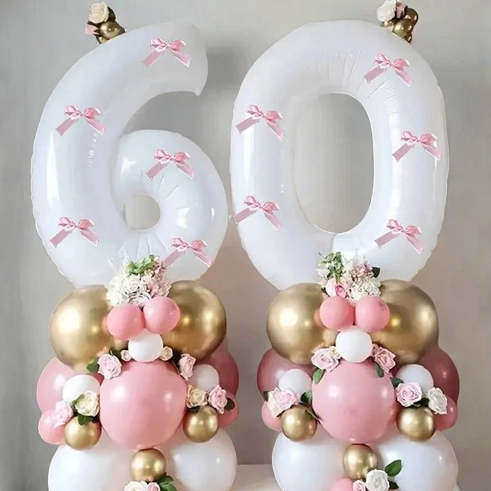 Pink Bow balloons number