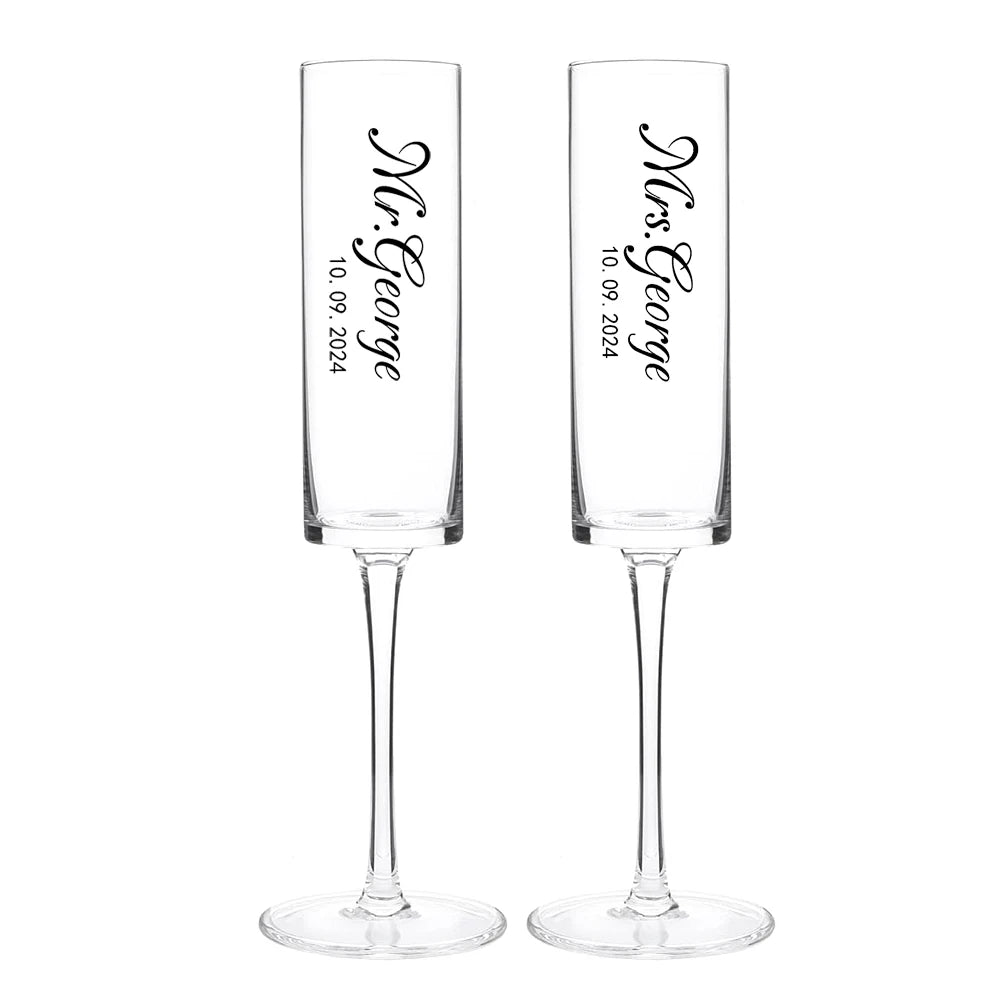 Custom Laser engraving name Champagne flute
