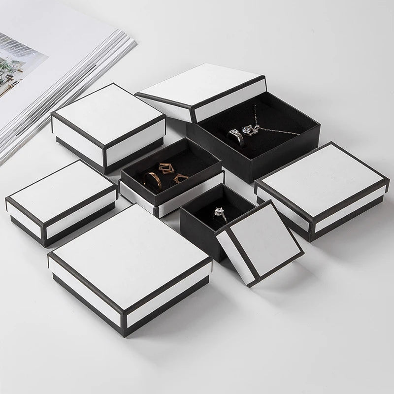 12pack White Black cardboard jewelry boxes 7x9x3cm