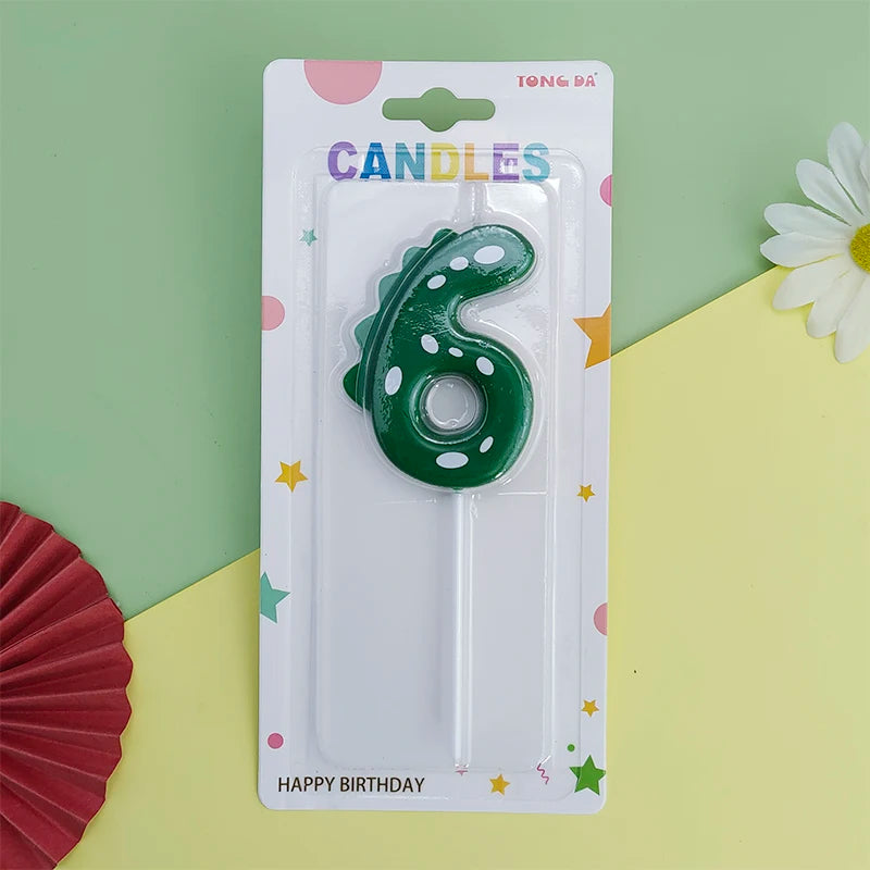 Green Dinosaur numbers 0-9 cake candle