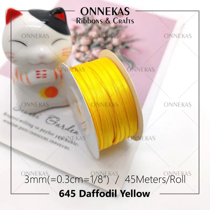 Satin ribbon 100% polyester (45M) 3mm