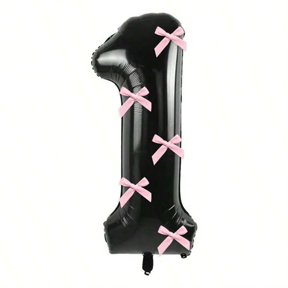 Pink Bow balloons number