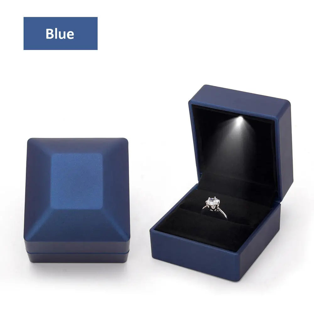 LED Light double rings box for wedding