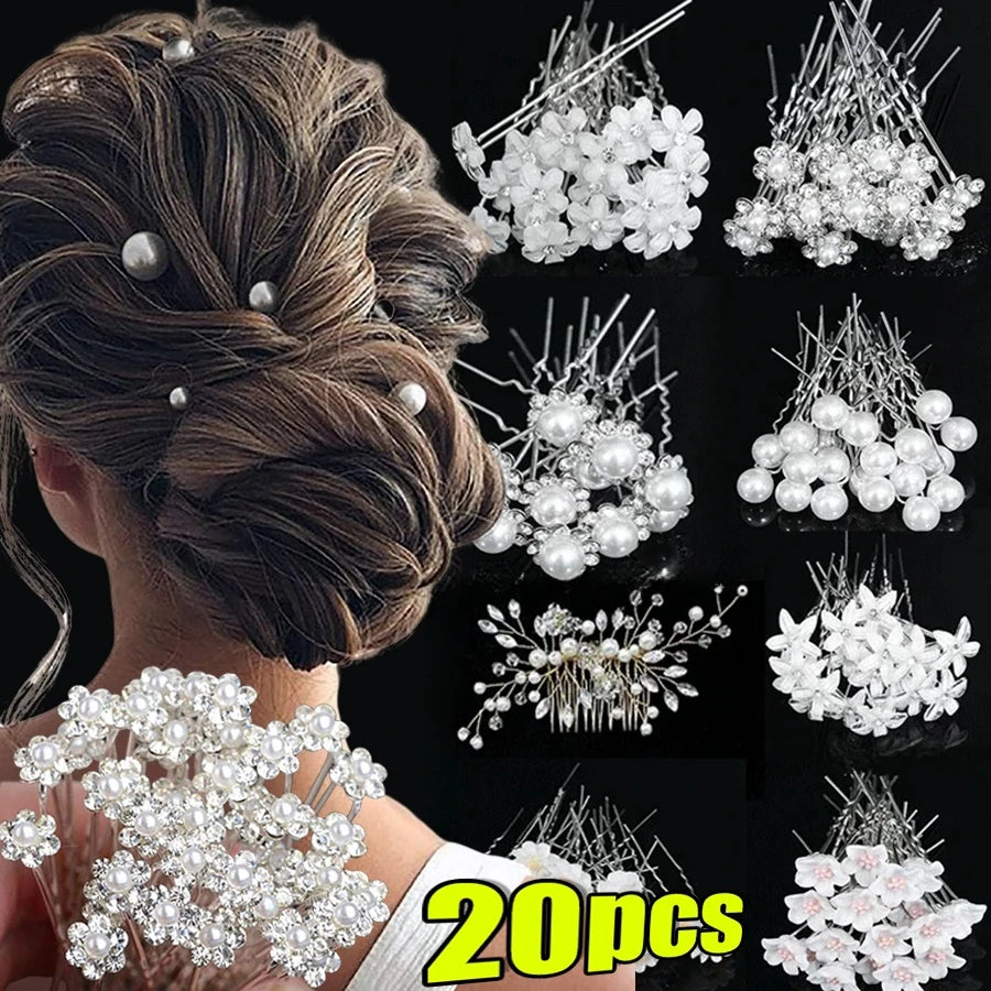 Elegant Pearl Crystal Hairpin 20pcs