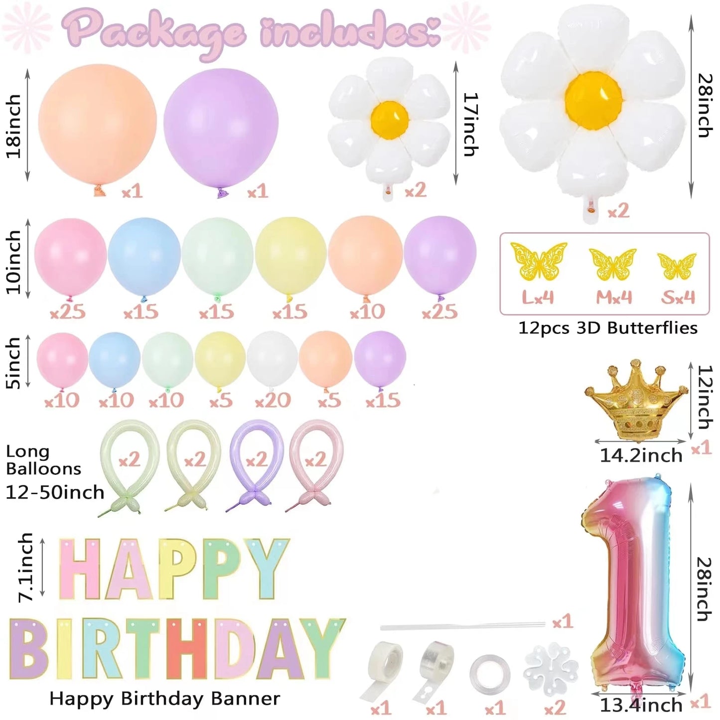 200PCS Macaron Foil Balloon Garland Set