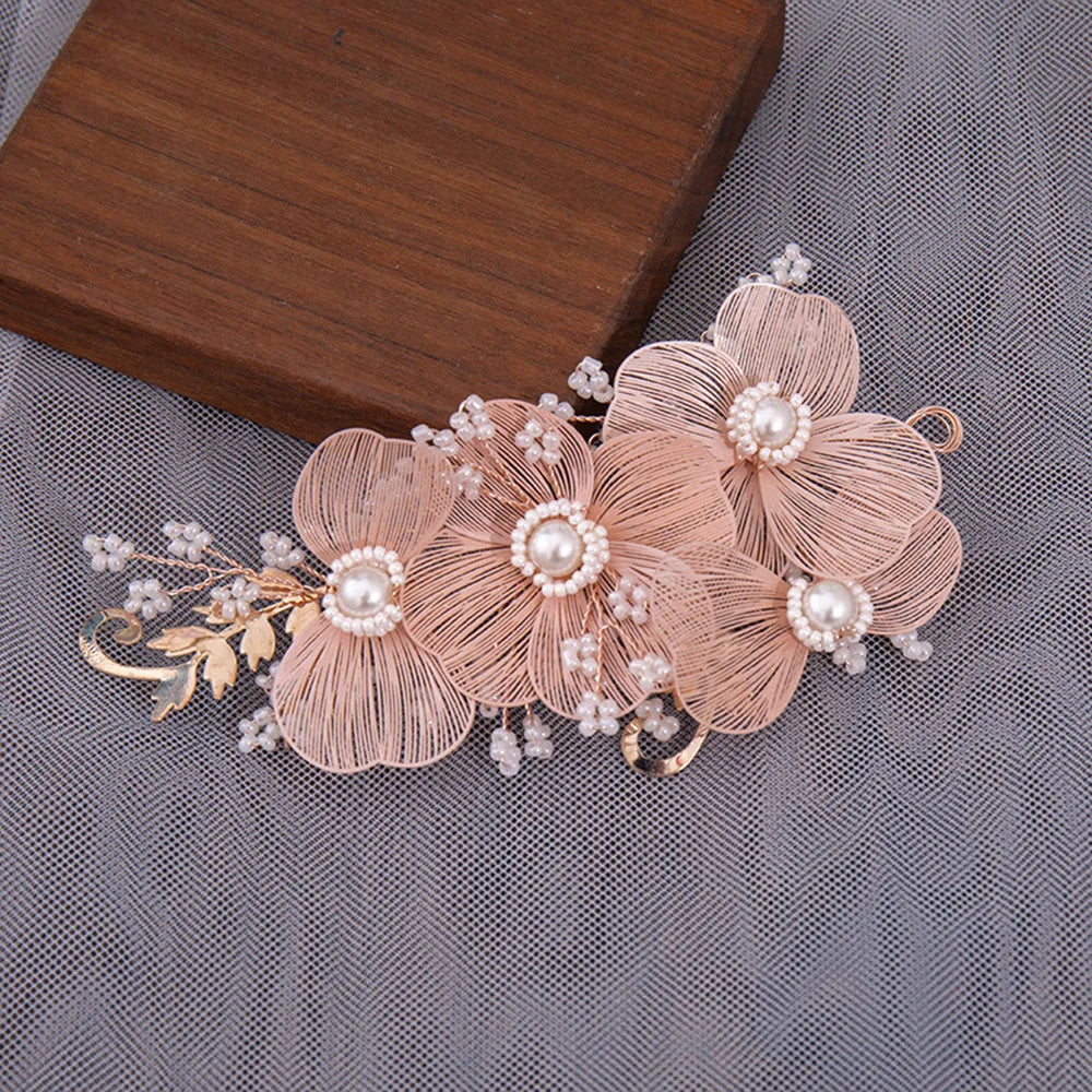 Flower hair jewelry Pearl Crystal
